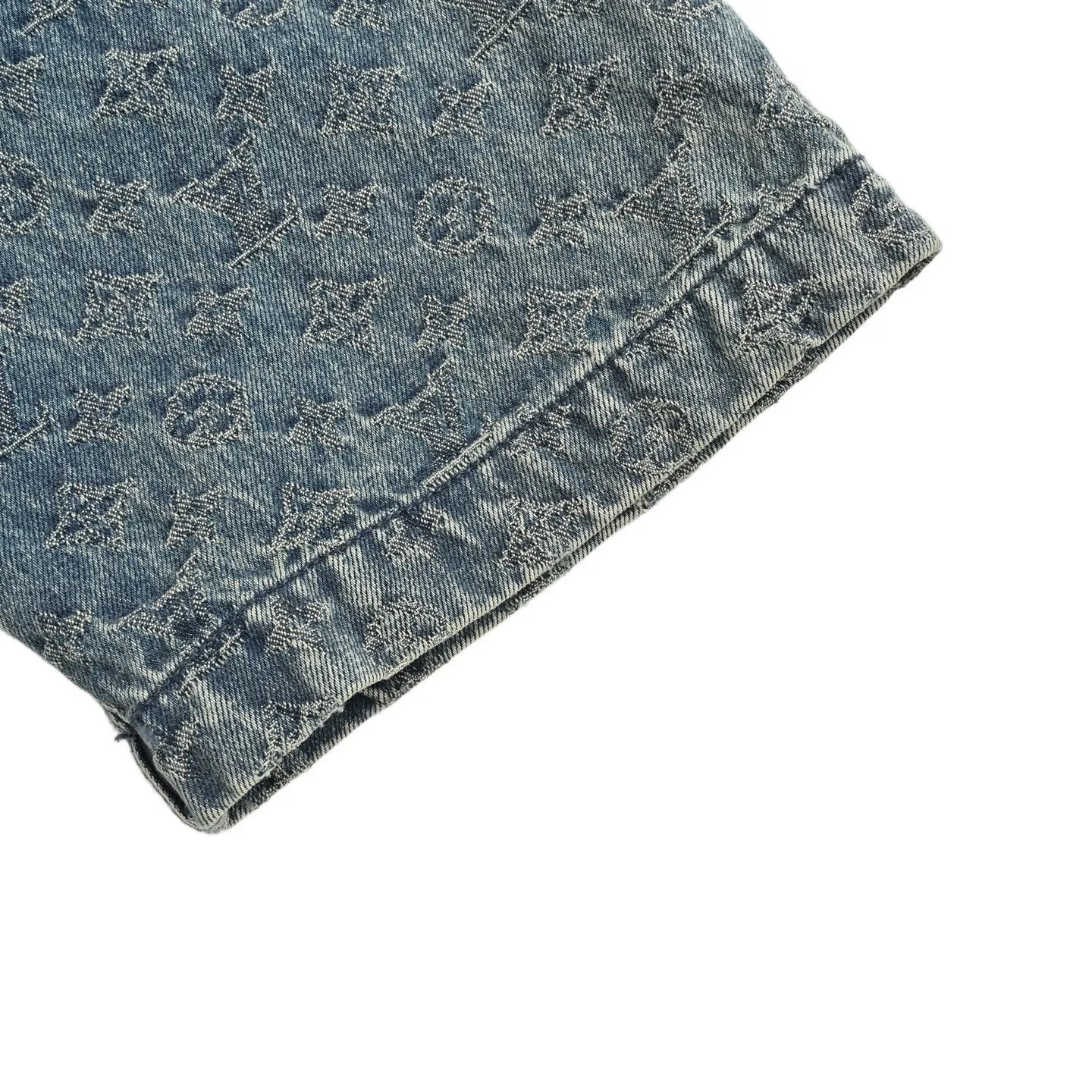 Louis Vuitton/Louis Vuitton 25ss all-over old flower jacquard suit denim short-sleeved shirt